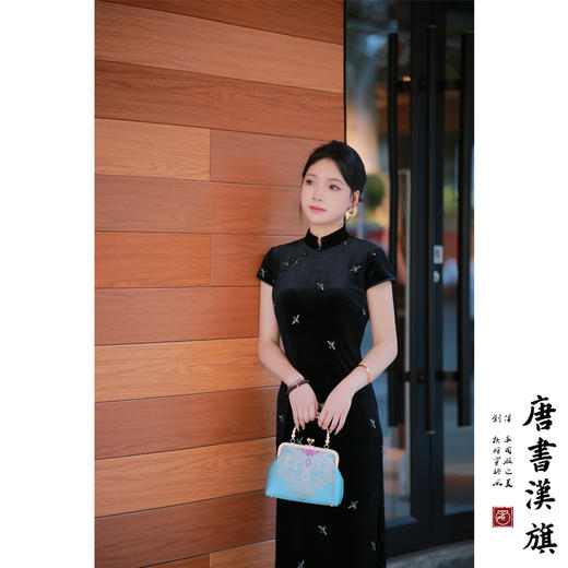 【绸 曼】丝绒刺绣改良新中式国风旗袍温婉气质旗袍 商品图3