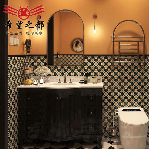 瓷砖马赛克厨房大理石卫生间石材305x305mm墨绿色复古天然港式 商品图1