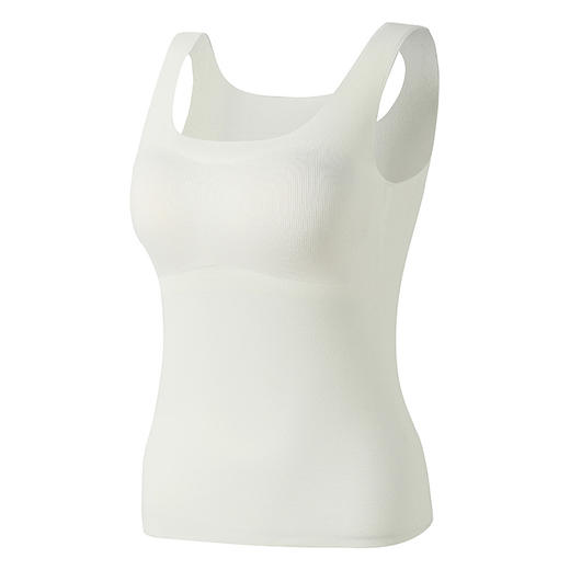 无痕自发热方领保暖背心内搭带胸垫女士抗菌润肤秋冬新款 打底上衣 商品图4