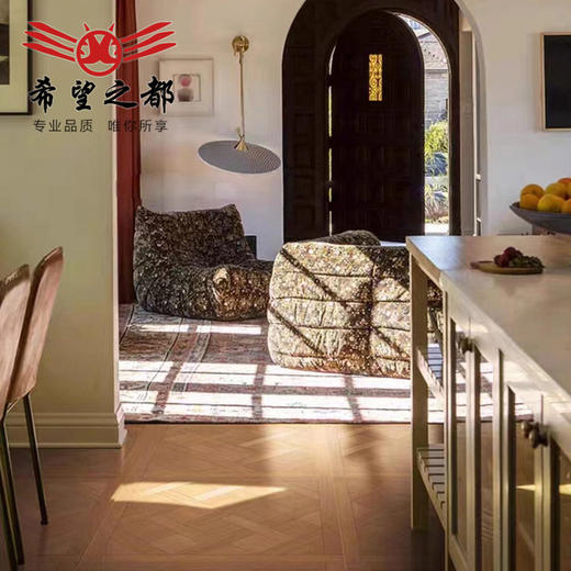 800x800mm中古客厅法式凡尔赛胡桃木木纹地板砖砖南洋瓷砖风地砖 商品图3