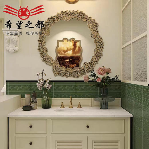 卫生间瓷砖墙砖法式厨房地板砖海基阳台复古布花砖松绿300x1200 商品图0