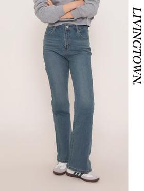 LIVINGTOWN/LT莱赛尔弹力微喇牛仔裤