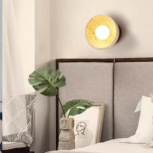 床头折叠黄洞带卧室侘寂风石壁壁灯接线旋转免壁灯过道灯伸缩开关 商品图3