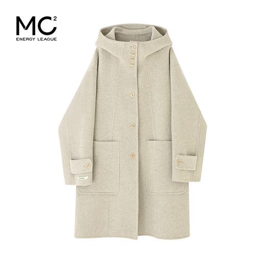 mc2双口袋连帽中长款大衣女装2024冬季新款韩版简约气质款小个子 商品图4