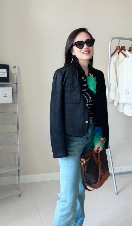 100%莱赛尔天丝原单定位条纹撞色袖针织衫 商品图4