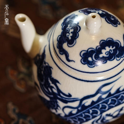 问鼎天石窑白陶泥元青花梨形壶（龙）（缺货） 商品图4