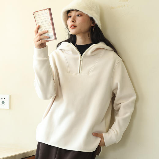 【2025冬季】摇粒绒连帽卫衣 宽松加厚外搭日韩休闲上衣 带拉链套头长袖外套 商品图1