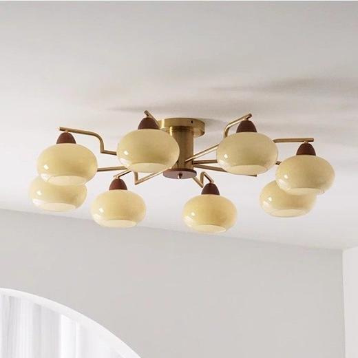 吸顶灯风 书房灯客厅中古vintage奶油主灯卧室餐厅柿子包豪斯全铜 商品图3