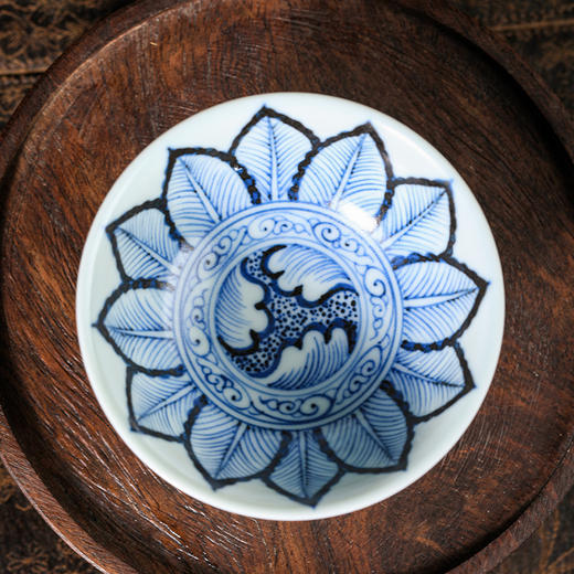 莲画堂红绿彩缠枝葫芦小高足杯 商品图1