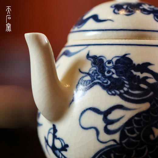 问鼎天石窑白陶泥元青花梨形壶（龙）（缺货） 商品图3