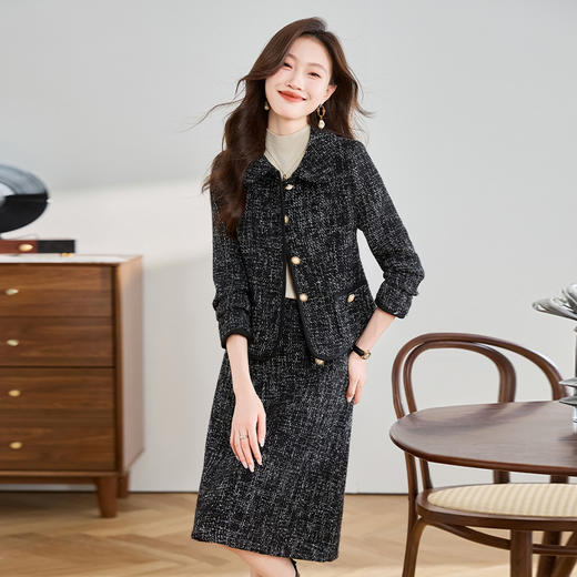 时尚休闲套装新款气质百搭小香风外套半裙两件套裙HR-XXL7016 商品图3