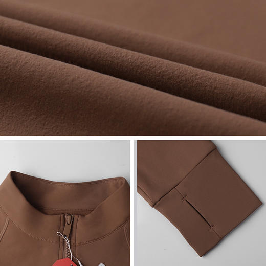 【严选】新款秋收腰修身拉链衫长袖保暖立领瑜伽服上衣 WM WT-050H 商品图3