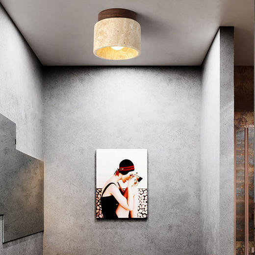 日式吸顶灯黄洞石玄关吸顶灯北欧阳台过道风艺术侘寂民宿走廊创意 商品图1