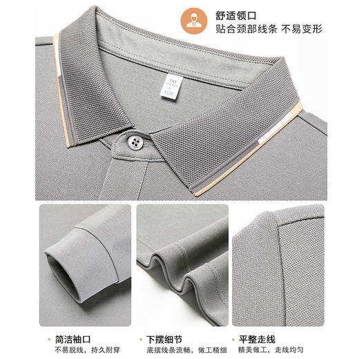 【含桑蚕丝&绵羊毛】圣得西翻领Polo衫秋季新款亲肤长袖T恤男2452945123 商品图3