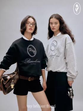 shyshystill/shy202408012/手绘棉质两色重工刺绣圆领定制罗纹不变形卫衣