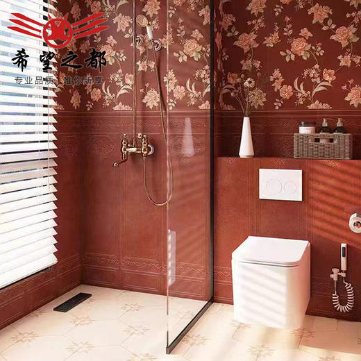 卫生间客厅地砖深红色300x1200mm瓷砖墙砖墙砖美拉德厨房复古法式 商品图1