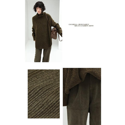 COCOBELLA工装风率性条绒休闲裤女宽松直筒灯芯绒长裤PA910 商品图1