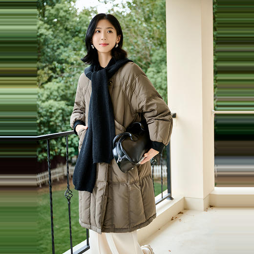 NEELLY纳俪商场同款冬季新款通勤简约毛领长款羽绒服女保暖外套N24104L07737 商品图3