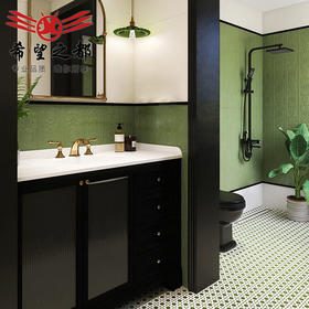 300900墙砖浴室瓷砖牛油果法式卫生间布地砖绿海基小复古浪漫花砖