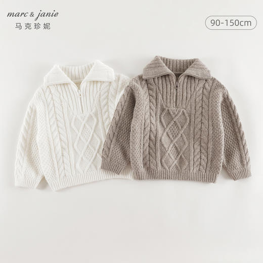 马克珍妮男童立体扭花polo领毛衣儿童针织衫2024年秋冬新品241766 商品图0