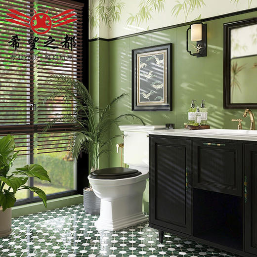 南洋卫生间墙砖厨房浴室法式花砖瓷橄榄绿地砖竹叶复古300x900风 商品图0