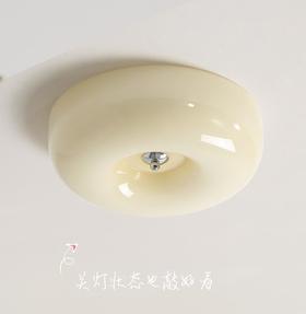 风卧室吸顶灯奶油法式阳台中古吸顶灯圆形护眼北欧玄关纽扣吸顶灯