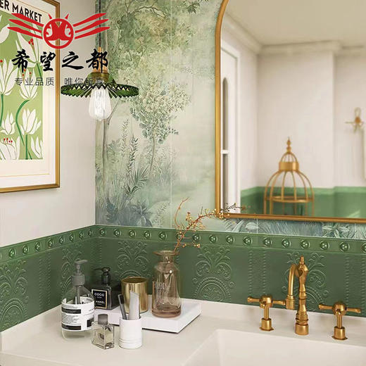 海基法式卫生间花砖厨房深林瓷砖复古墙砖地板砖300x1200布迷雾 商品图2