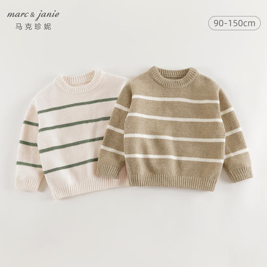 马克珍妮男童休闲条纹雪尼尔毛衣儿童针织衫2024年秋冬新款241706 商品图0