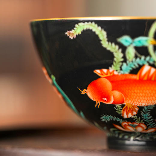 溢珍堂黑地鱼藻纹单杯 商品图4