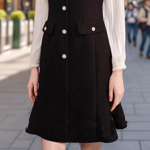 奢姿2024年秋季新款大码女装织带圆领裙子胖妹妹名媛气质连衣裙9943853673 商品图4