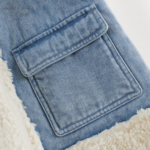 马克珍妮女童休闲潮流仿羊羔绒牛仔马甲儿童2024年秋冬新款241360 商品图5