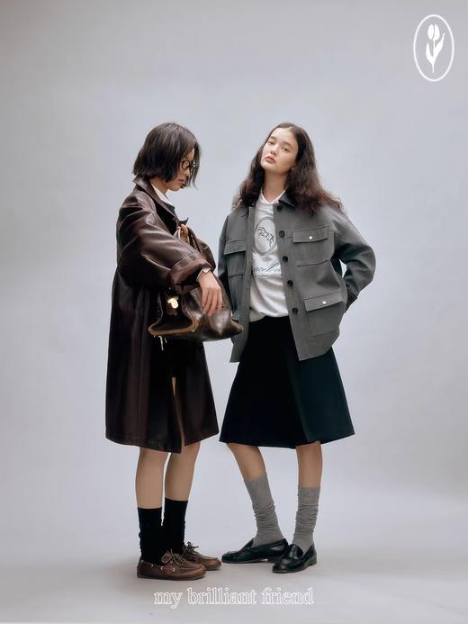 shyshystill/shy202408008/重工水洗棉好版型工装口袋格纹拼袖口拼领夹克 商品图2