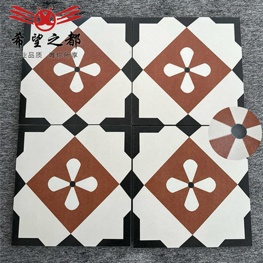 复古X中古厨房mm花砖400风全瓷地板砖400卫生间南洋阳台哑光法式 商品图2