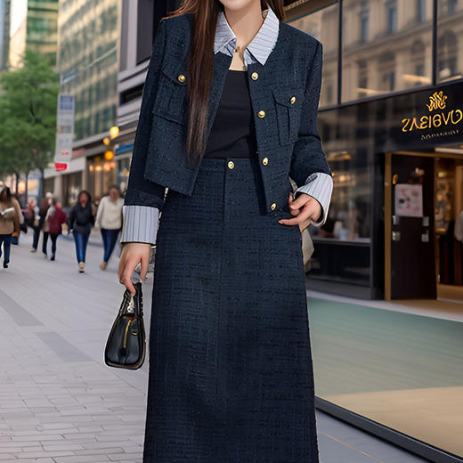 奢姿大码女装2024冬季气质翻领小香风两件套胖妹妹时尚穿塔套装9944991119 商品图4