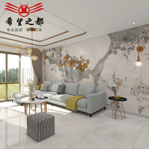 之大板现代岩板背景墙客厅都岩板800x2600规格希望地砖电视大 商品图0