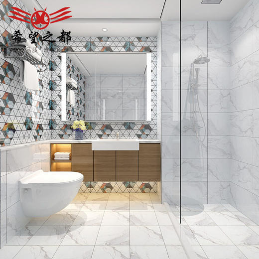 墙砖*地砖300北欧白瓷片卫生间希望墙砖现代600 厨房大理石爵士 商品图1