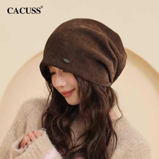 CACUSS堆堆帽秋冬季灯芯绒冷帽日系包头帽复古套头帽子百搭月子帽ZZ240634 商品图0