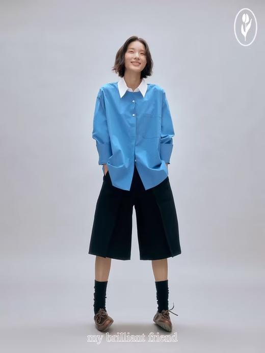 shyshystill/shy202409001/轻盈慵懒感酵洗棉撞色小心思拼色衬衫秋冬衬衣 商品图4