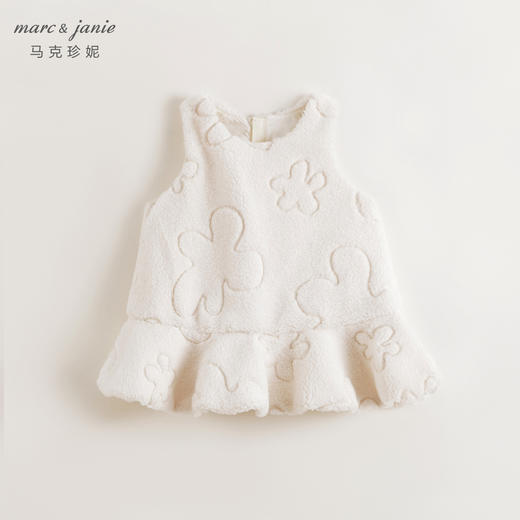 马克珍妮女童云朵绣花毛绒连衣裙儿童背心裙宝宝秋冬裙子241103 商品图1