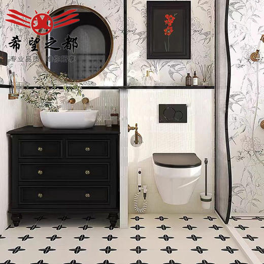 燕子黑白300x900砖水泥墙复古法式地砖微浴室厕所卫生间瓷砖花砖 商品图0