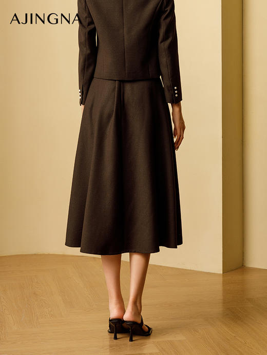 【商场同款】阿菁娜2024冬季新款精纺羊毛编织高腰A字裙A29D113029 商品图4