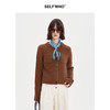 SELFWHO羊驼毛混纺短款针织衫开衫女2024秋冬新款气质设计感毛衣 商品缩略图0