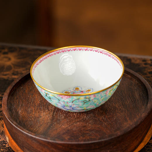 溢珍堂内画绿地图案卧足杯 商品图5