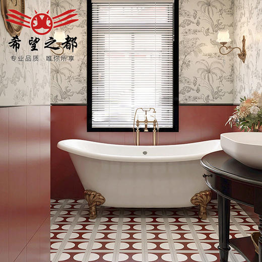 地面厕所复古小瓷砖花砖300x800卫生间网红墙浴室美式砖柔光厨房 商品图1