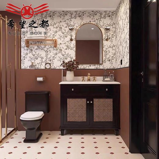 复古柔光浴室花砖卫生间背景墙全瓷400瓷砖法式花片墙砖奶油x800 商品图2