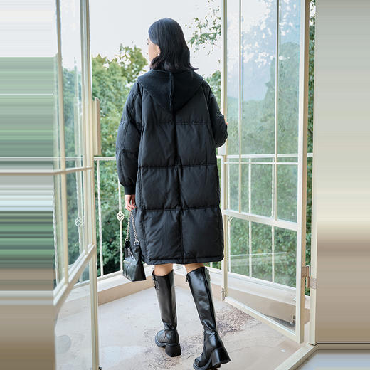 NEELLY纳俪商场同款冬季新款通勤简约毛领长款羽绒服女保暖外套N24104L07737 商品图1