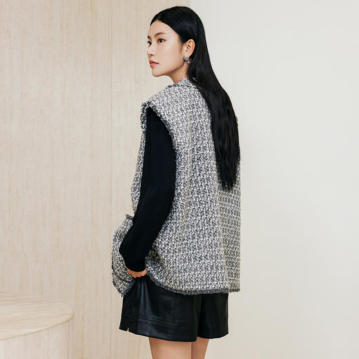 玳莎粗花呢宽肩马甲女2024年秋冬新款宽松显瘦小香风时尚上衣外套  ED37003 商品图3