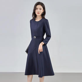 【高货wl】全新升级【铂金会员321/天猫429/差价108】(35024) 洛诗琳秋季新款收腰显瘦法式气质连衣裙时尚简约腰带A字裙