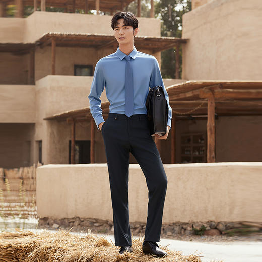 【远红外蓄热】柒牌长袖衬衫男秋冬2024新款正装面试商务翻领衬衣	127A70260 商品图3