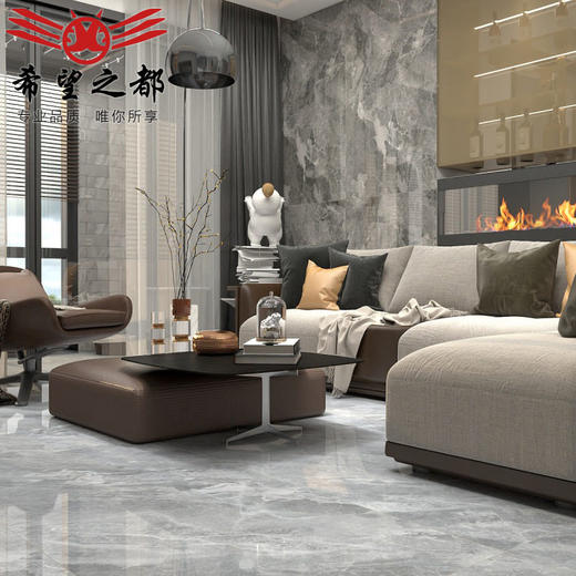 佛山通体连纹防滑瓷砖大理石广东地砖客厅大板灰色地板砖800x1600 商品图2